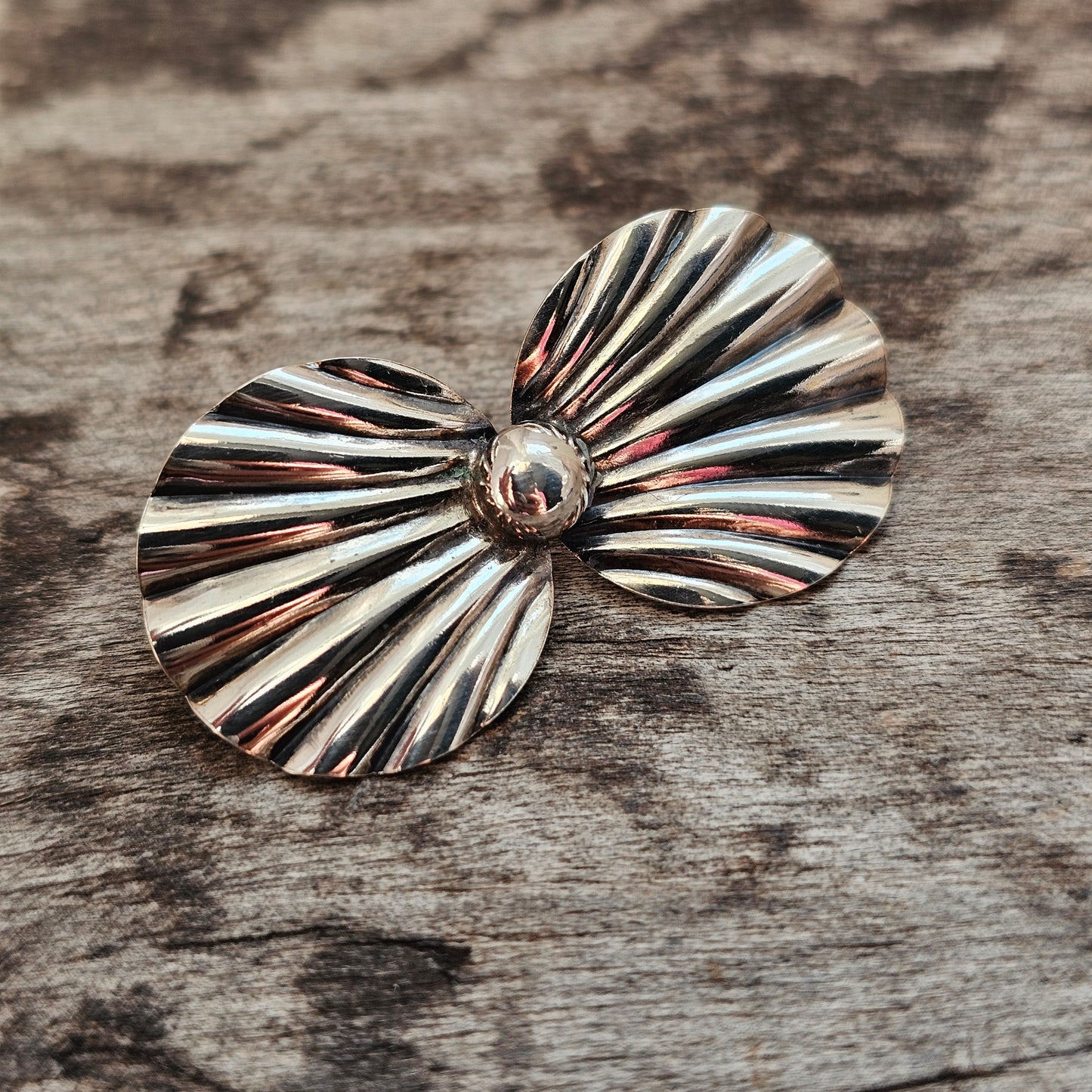 Vintage Danish Silver Modernist Floral Brooch by Hermann Siersbol