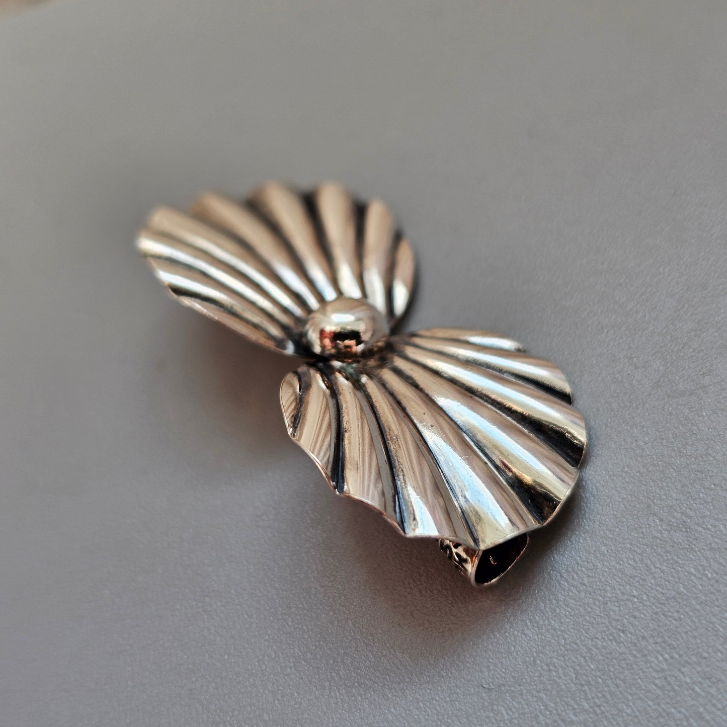 Vintage Danish Silver Modernist Floral Brooch by Hermann Siersbol
