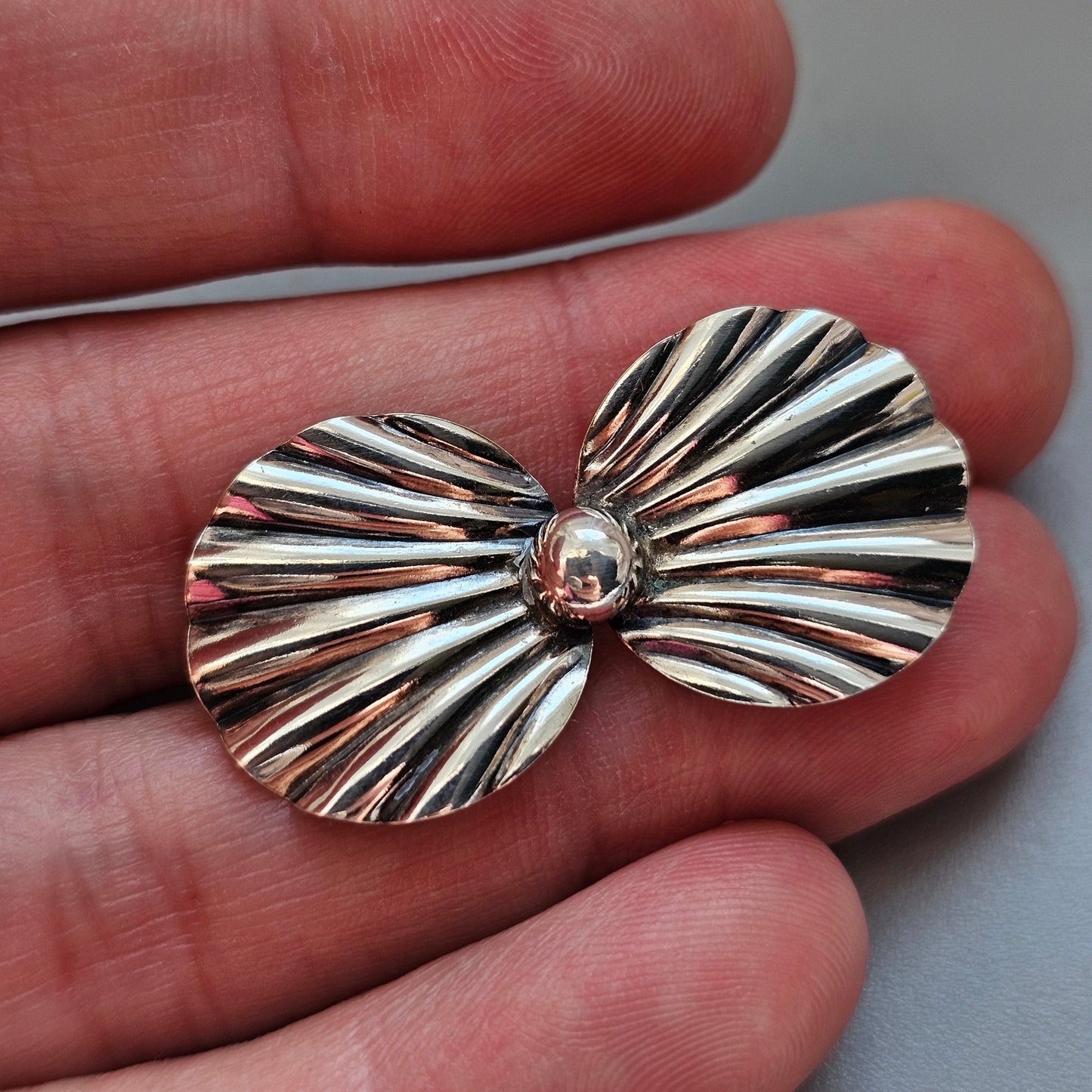 Vintage Danish Silver Modernist Floral Brooch by Hermann Siersbol