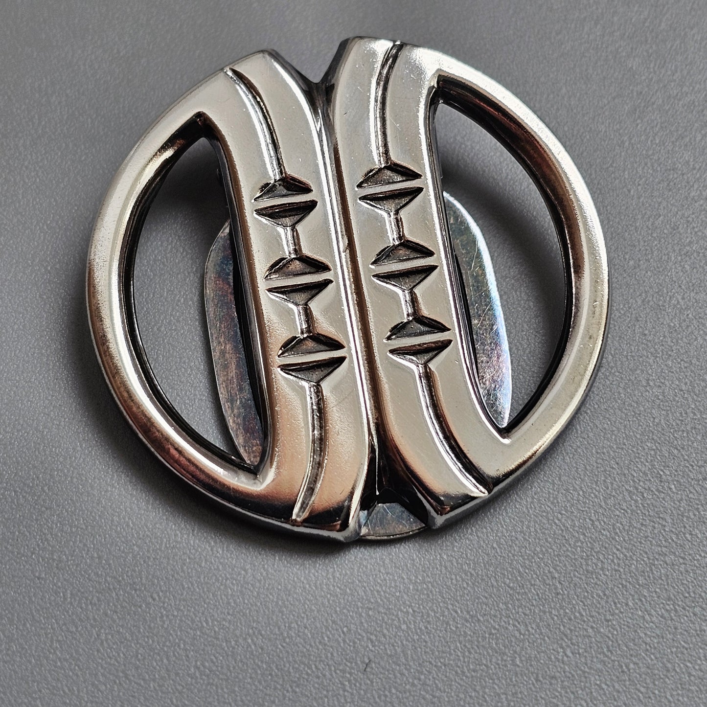 Vintage Sterling Silver 1980s Salovaara Finnish Modernist Geometric Scarf Clip 1984