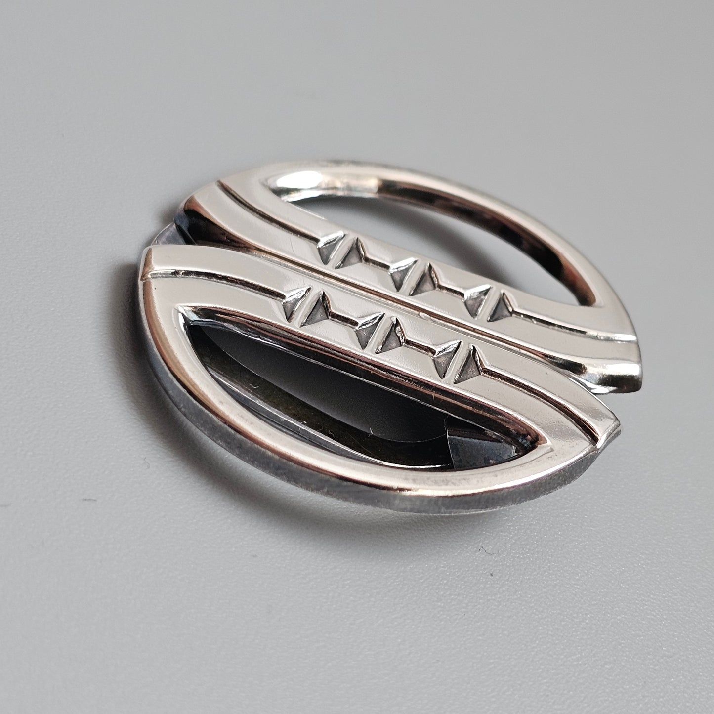 Vintage Sterling Silver 1980s Salovaara Finnish Modernist Geometric Scarf Clip 1984