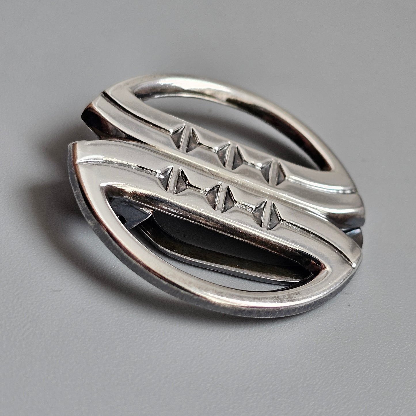 Vintage Sterling Silver 1980s Salovaara Finnish Modernist Geometric Scarf Clip 1984