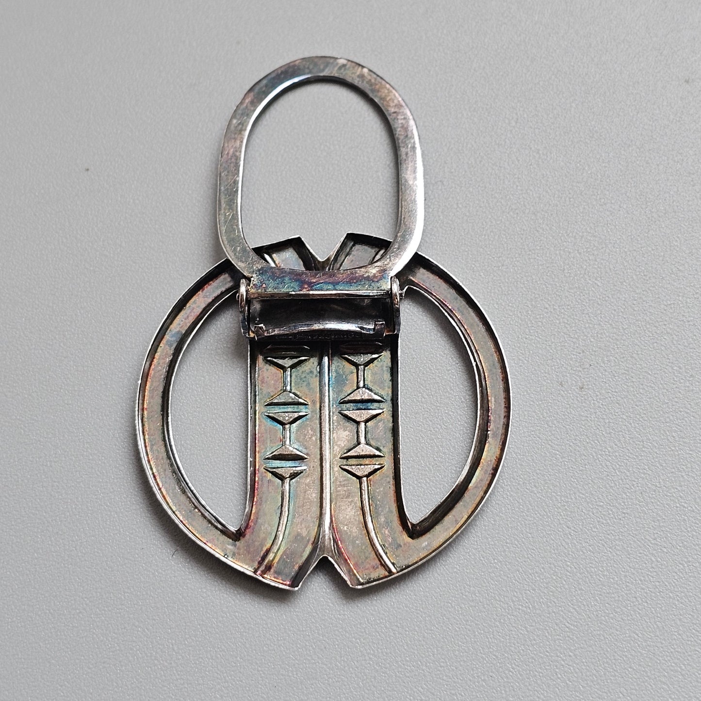 Vintage Sterling Silver 1980s Salovaara Finnish Modernist Geometric Scarf Clip 1984