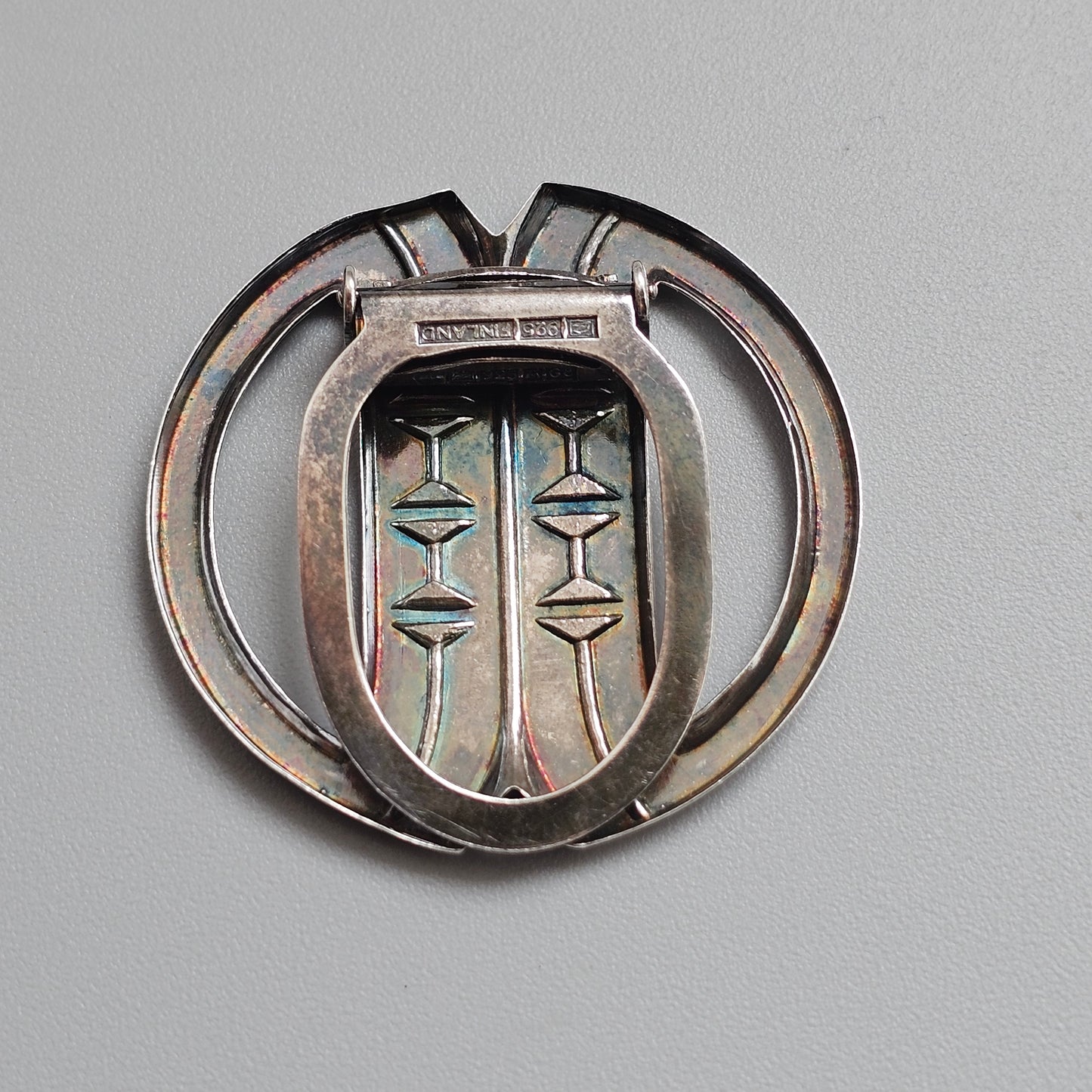 Vintage Sterling Silver 1980s Salovaara Finnish Modernist Geometric Scarf Clip 1984