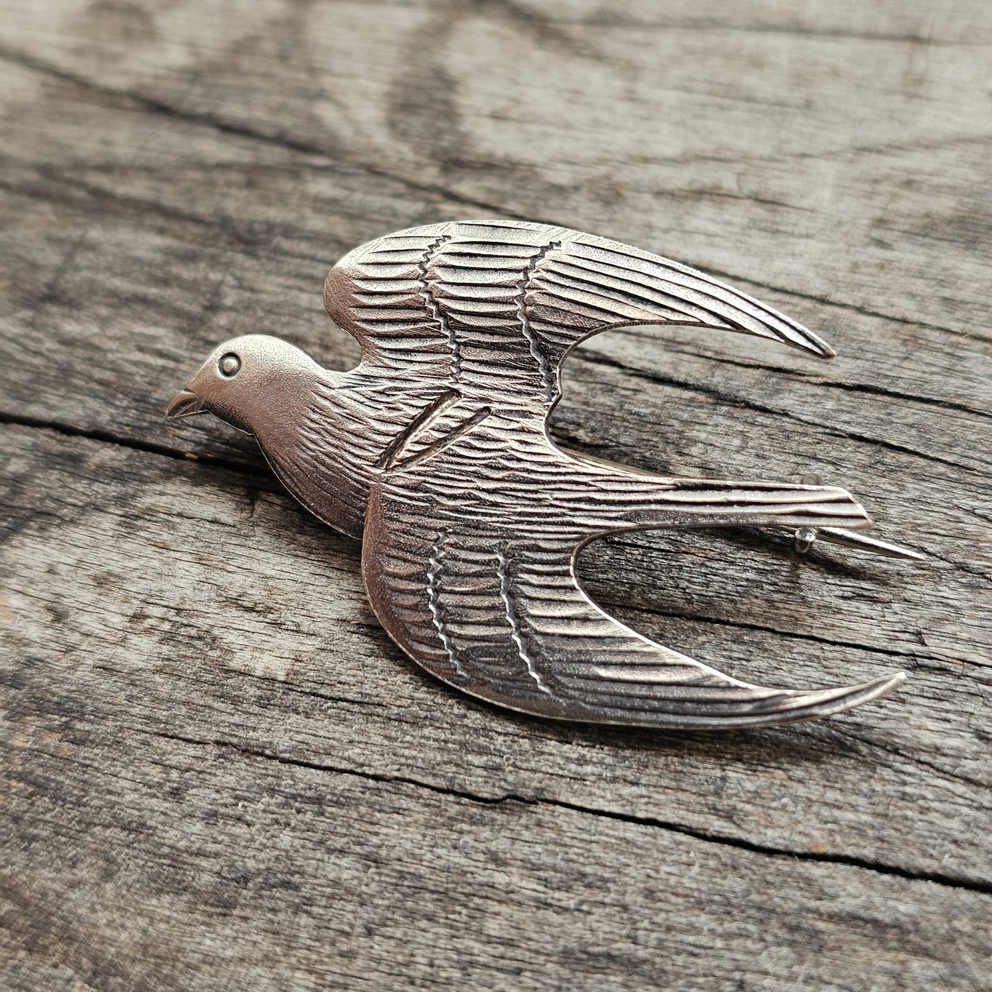 Vintage 1930s Finnish Art Deco Swallow Silver Bird Brooch Finland