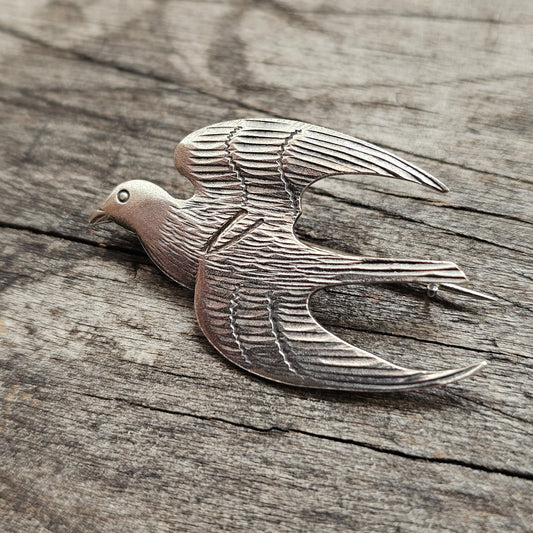 Vintage 1930s Finnish Art Deco Swallow Silver Bird Brooch Finland