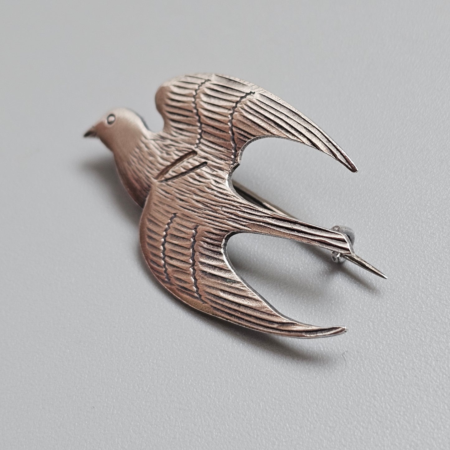 Vintage 1930s Finnish Art Deco Swallow Silver Bird Brooch Finland