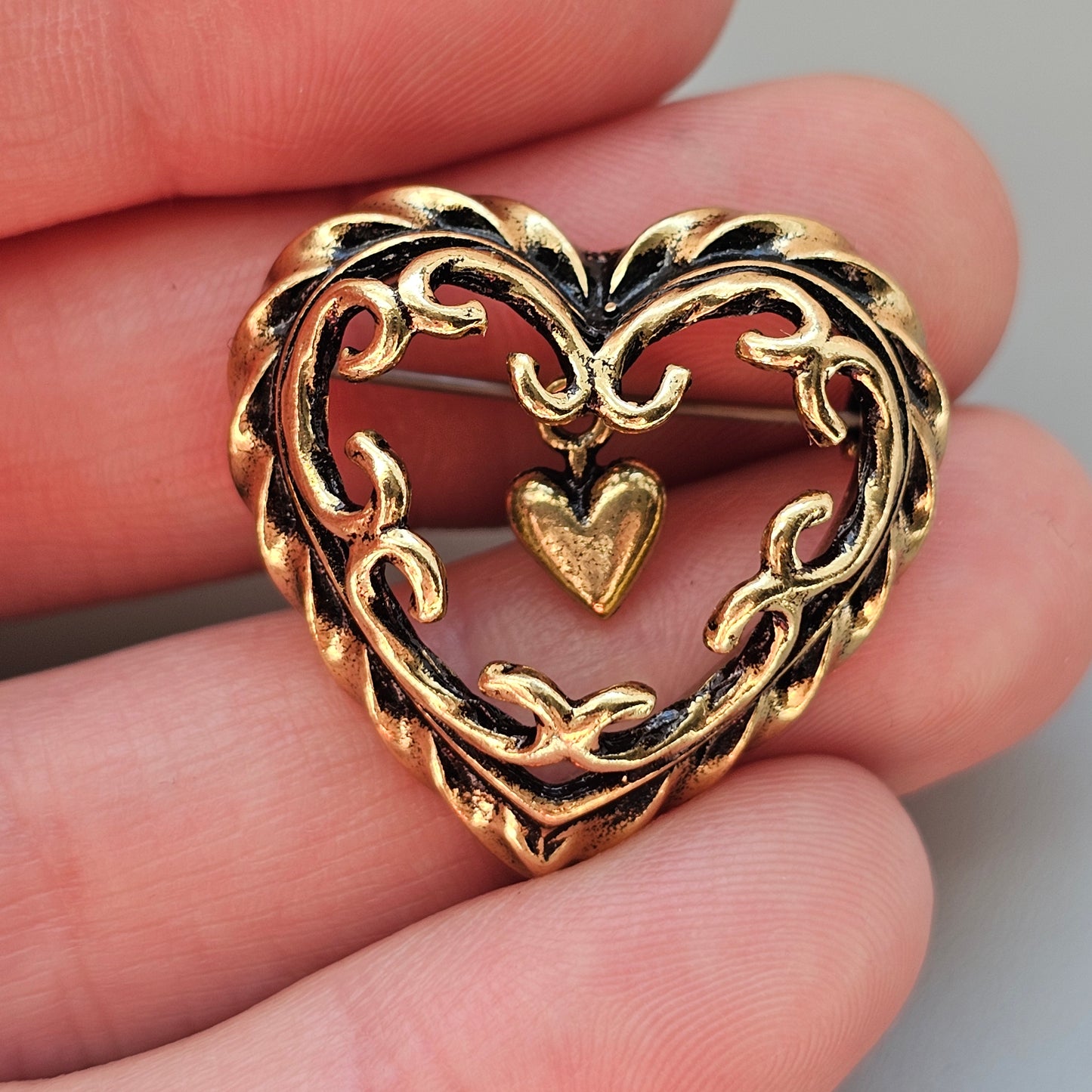 Finnish Kalevala Koru Heart of the House Bronze Brooch