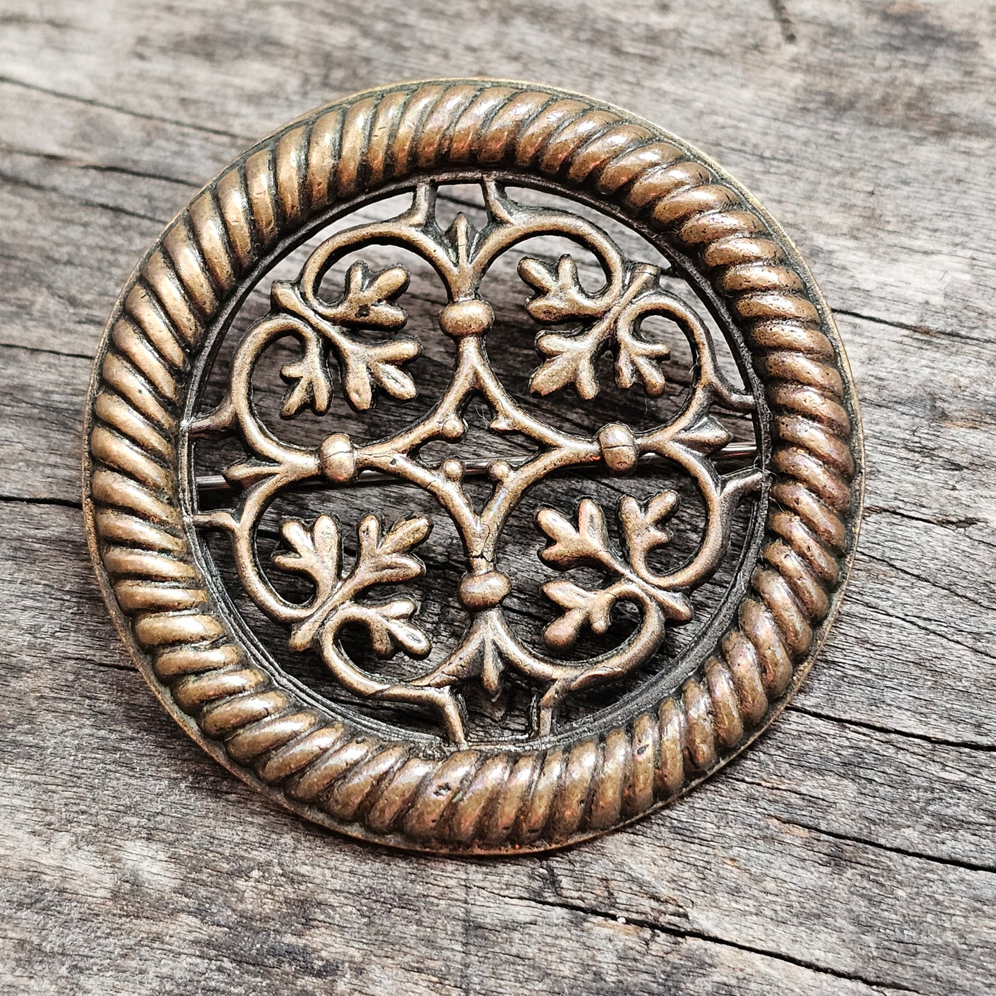 Vintage Middle Ages Style Kalevala Koru Tuukkala Bronze Brooch