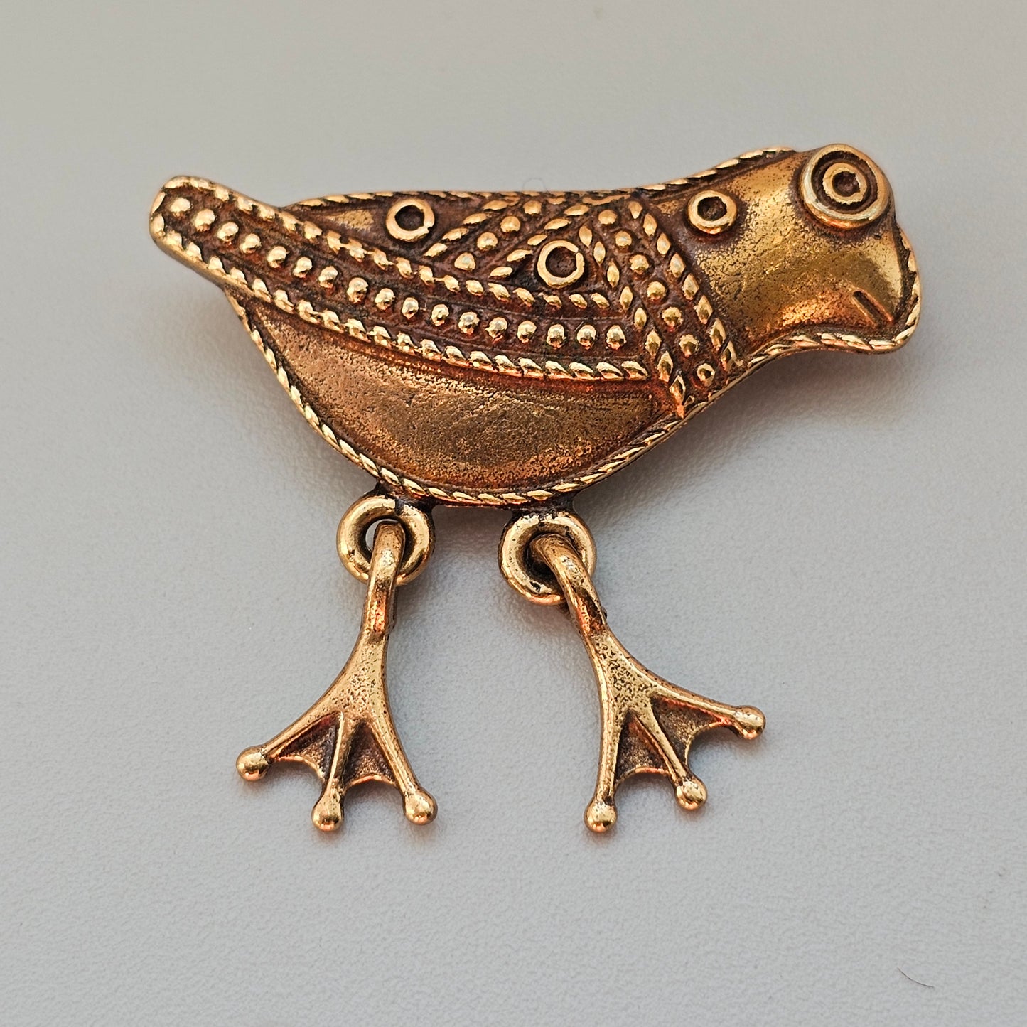 Small Kalevala Koru Bronze Brooch Bird of Hattula Finland Vintage 11th Century Middle Ages Style