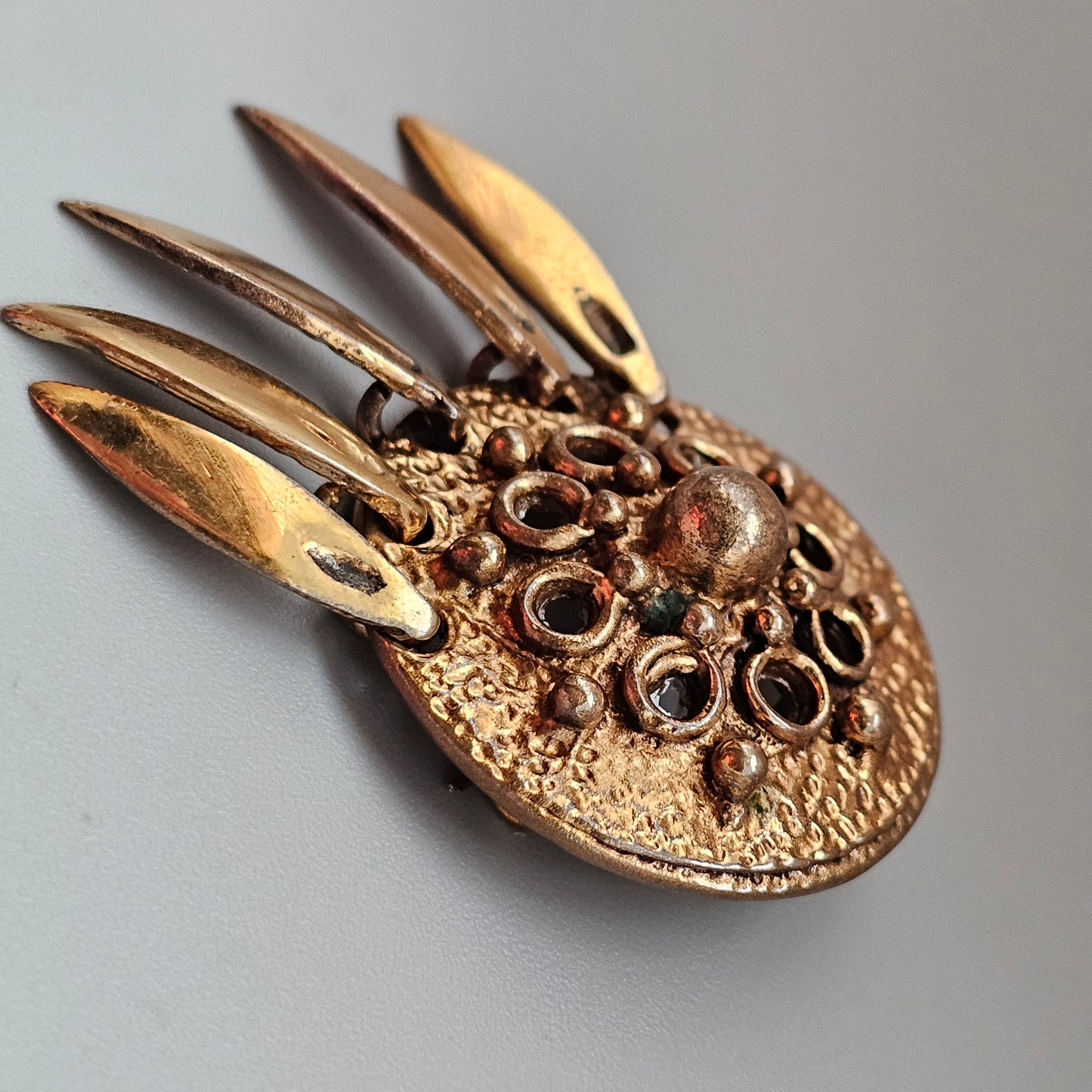 Vintage Modernist Dangly Bronze Brooch / Necklace Pendant