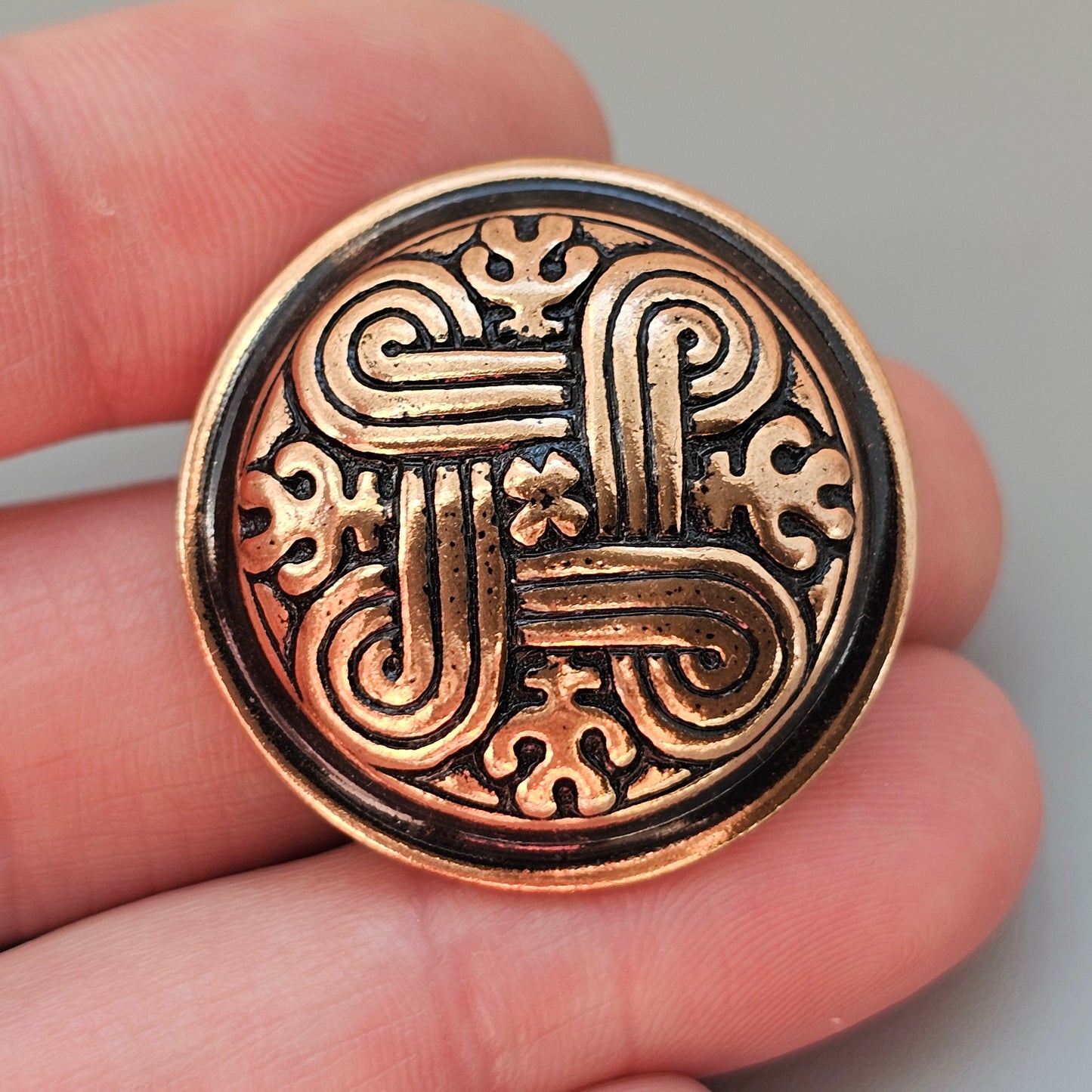 Vintage Finnish Kalevala Koru St Hannes Cross Hannunvaakuna Bronze Brooch