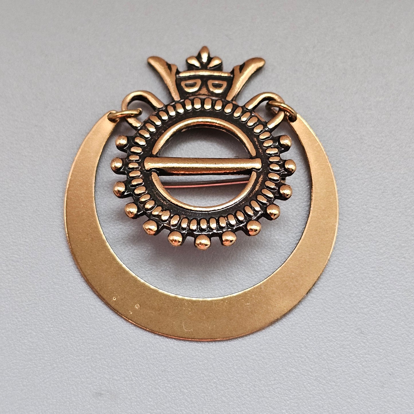 Finnish Kalevala Koru 18th Century Style Bronze Dangly Brooch
