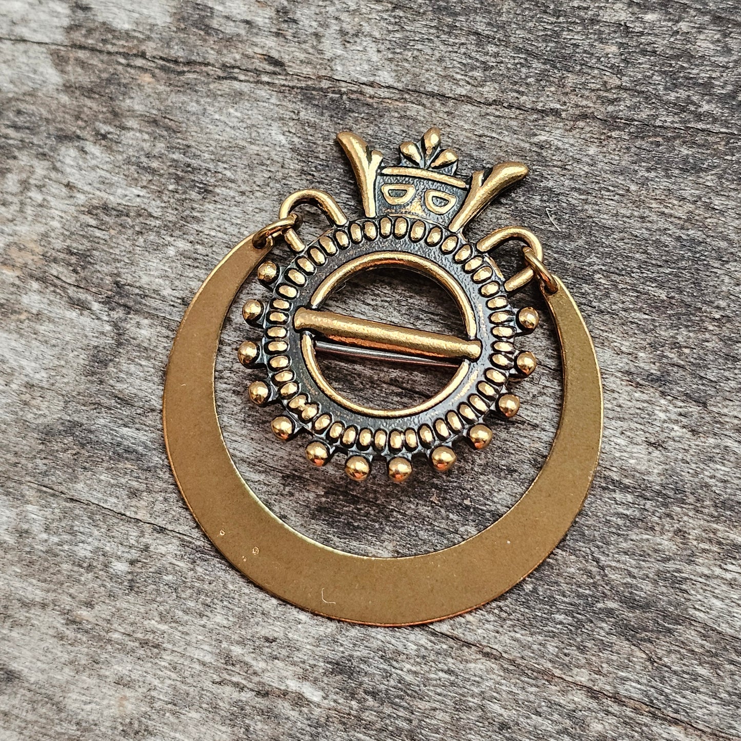 Finnish Kalevala Koru 18th Century Style Bronze Dangly Brooch