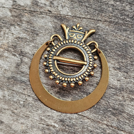 Vintage Finnish Kalevala Koru 18th Century Style Bronze Dangly Brooch