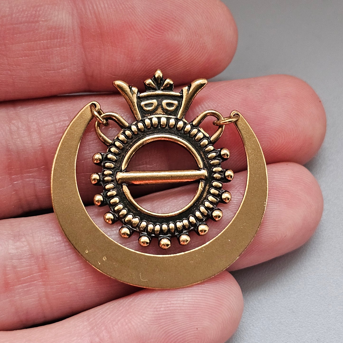 Finnish Kalevala Koru 18th Century Style Bronze Dangly Brooch