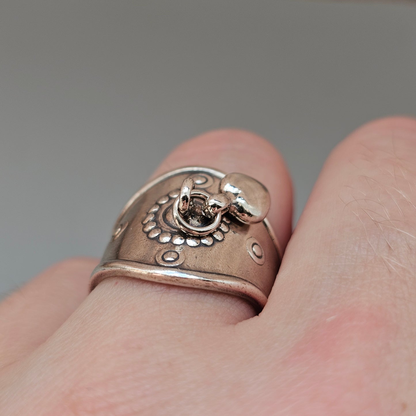 Vintage Finnish Kalevala Koru Dangly Heart Silver Ring