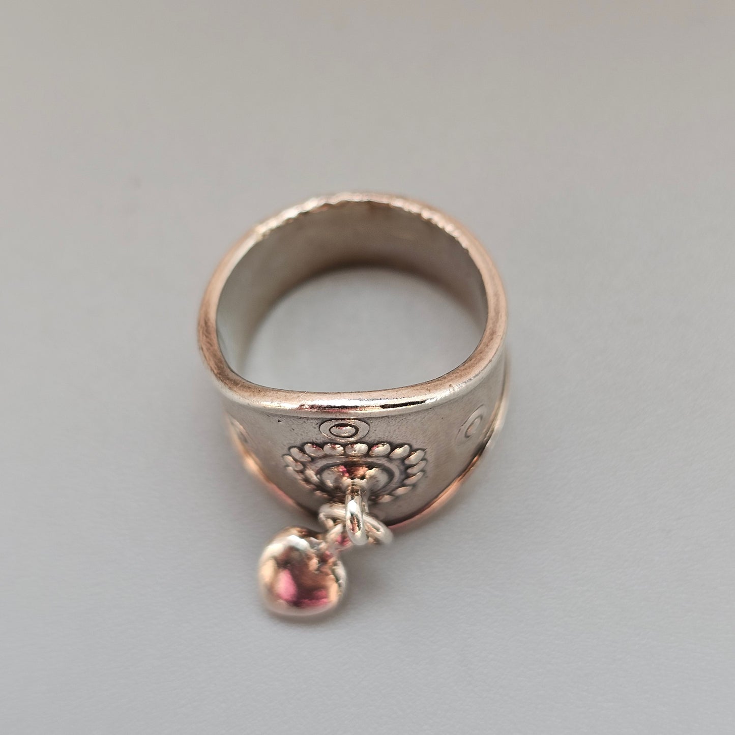 Vintage Finnish Kalevala Koru Dangly Heart Silver Ring