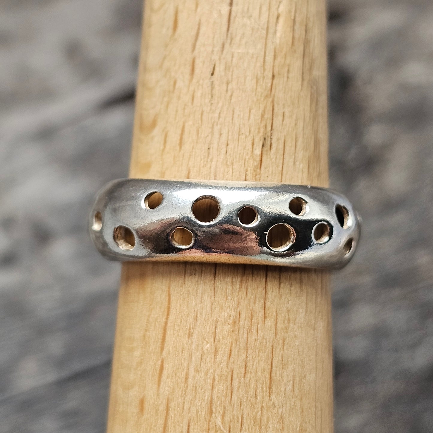 Contemporary Danish Sterling Silver Perforated Modernist Ring