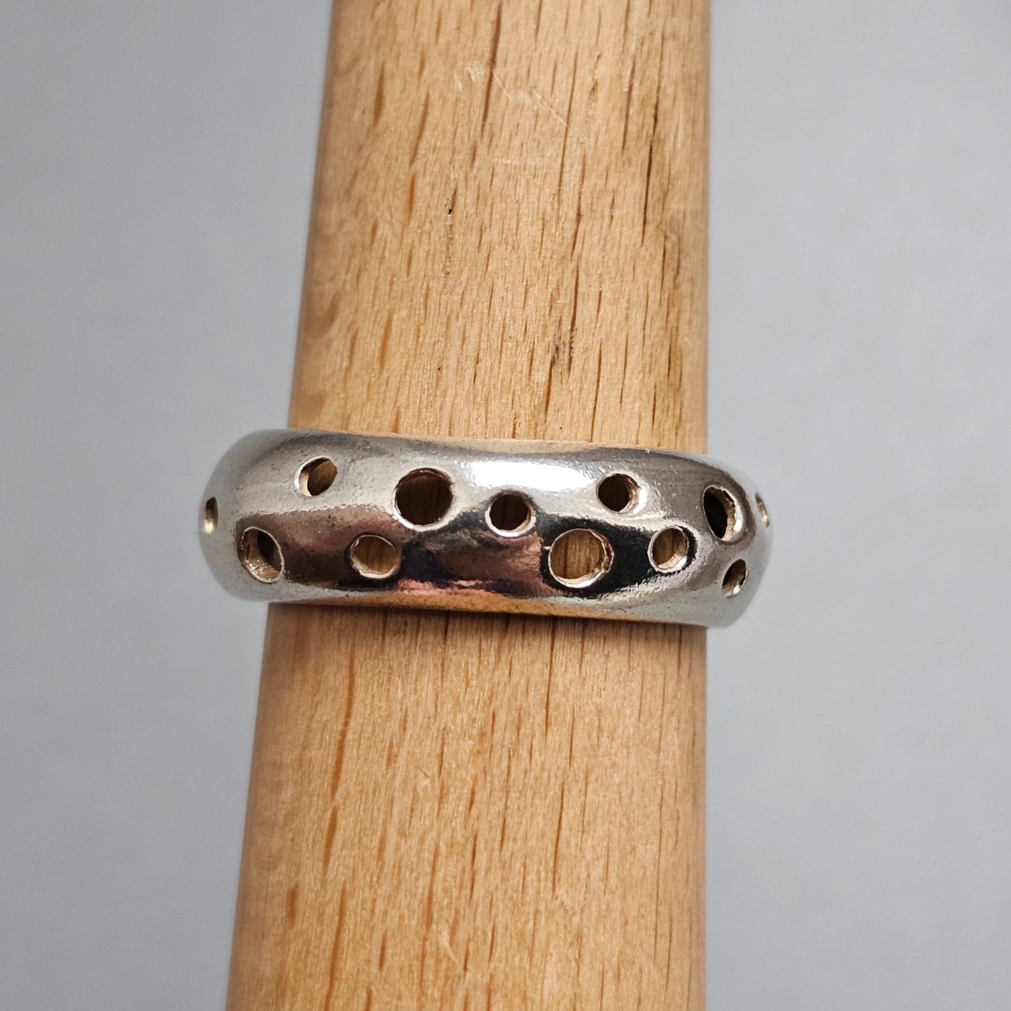 Contemporary Danish Sterling Silver Perforated Modernist Ring