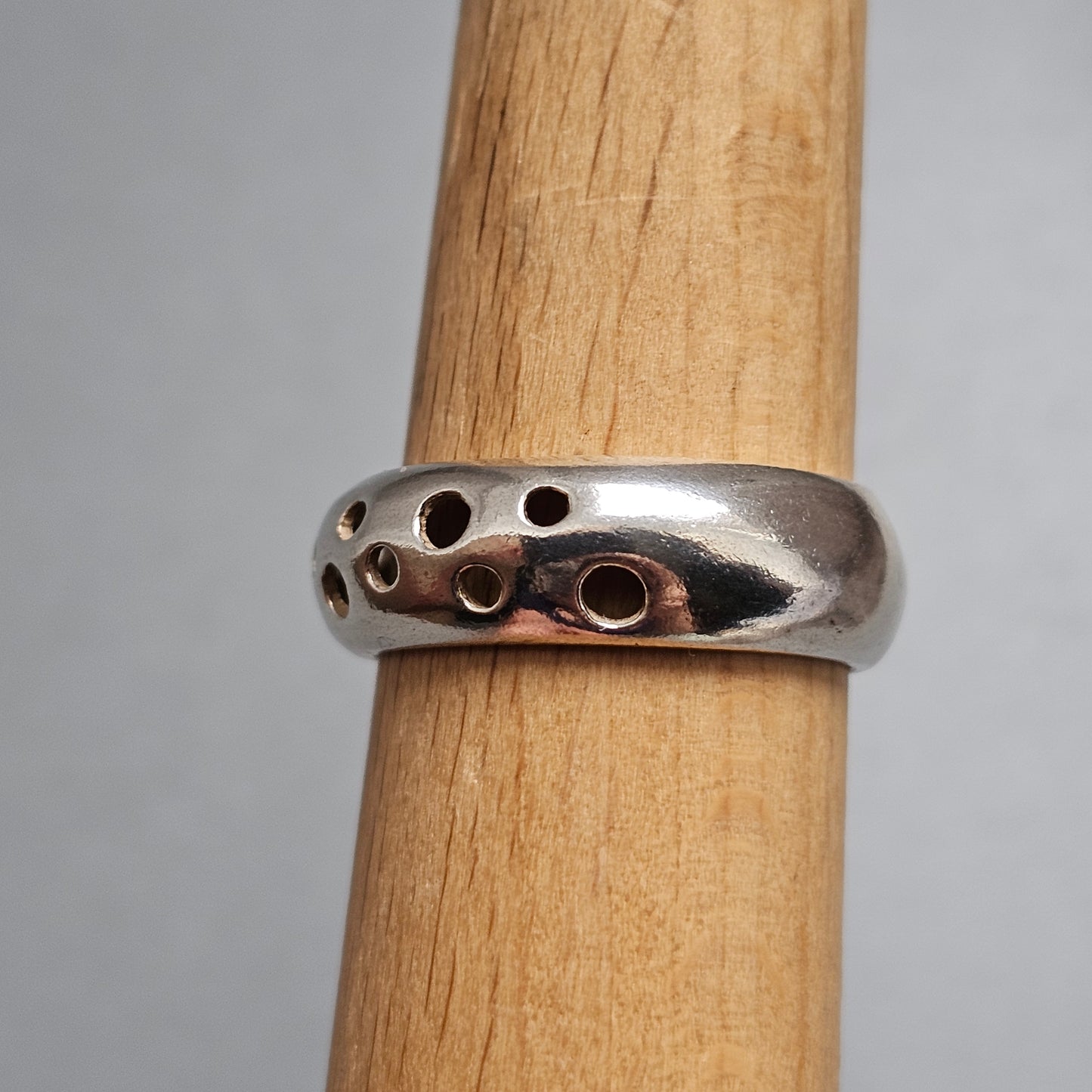 Contemporary Danish Sterling Silver Perforated Modernist Ring
