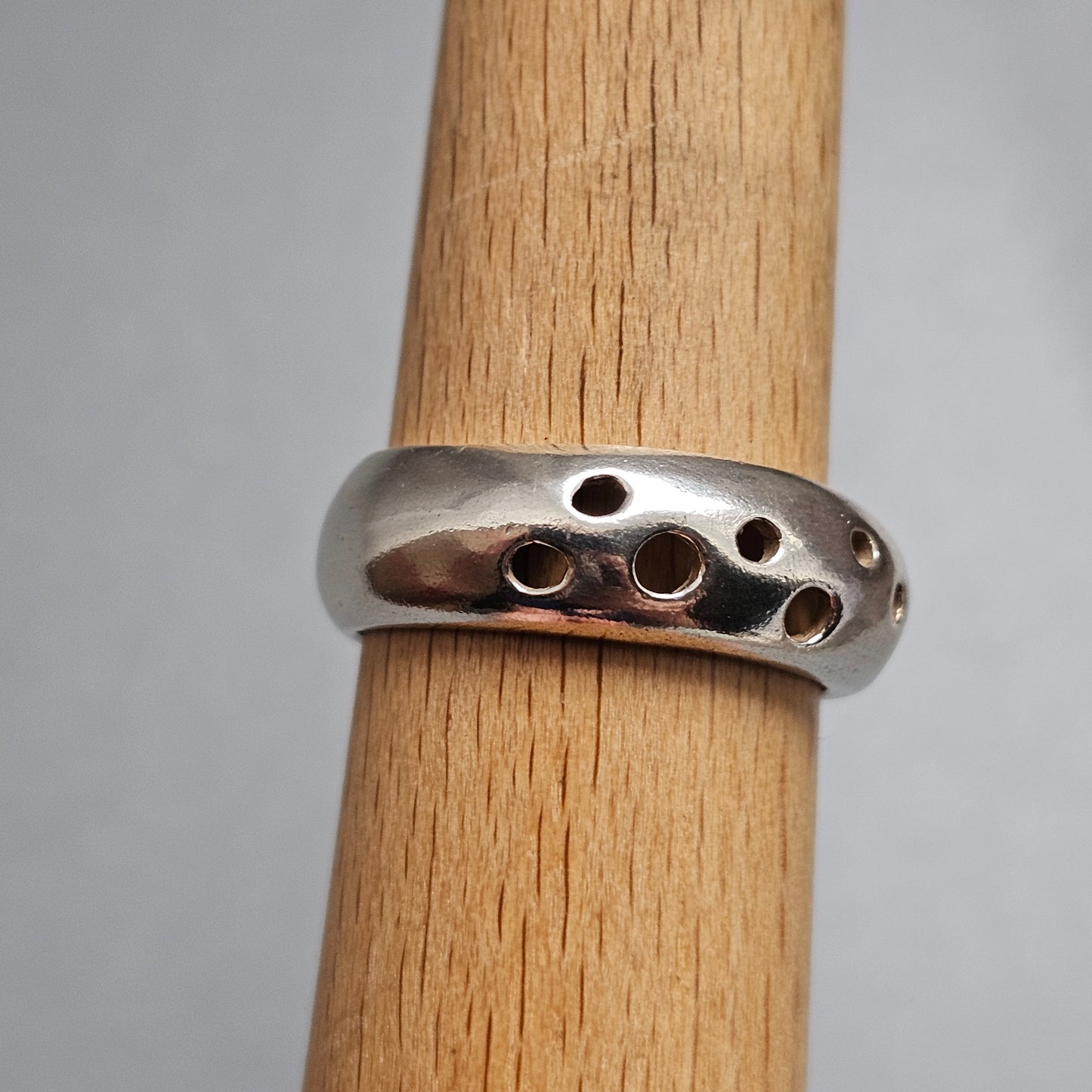 Contemporary Danish Sterling Silver Perforated Modernist Ring