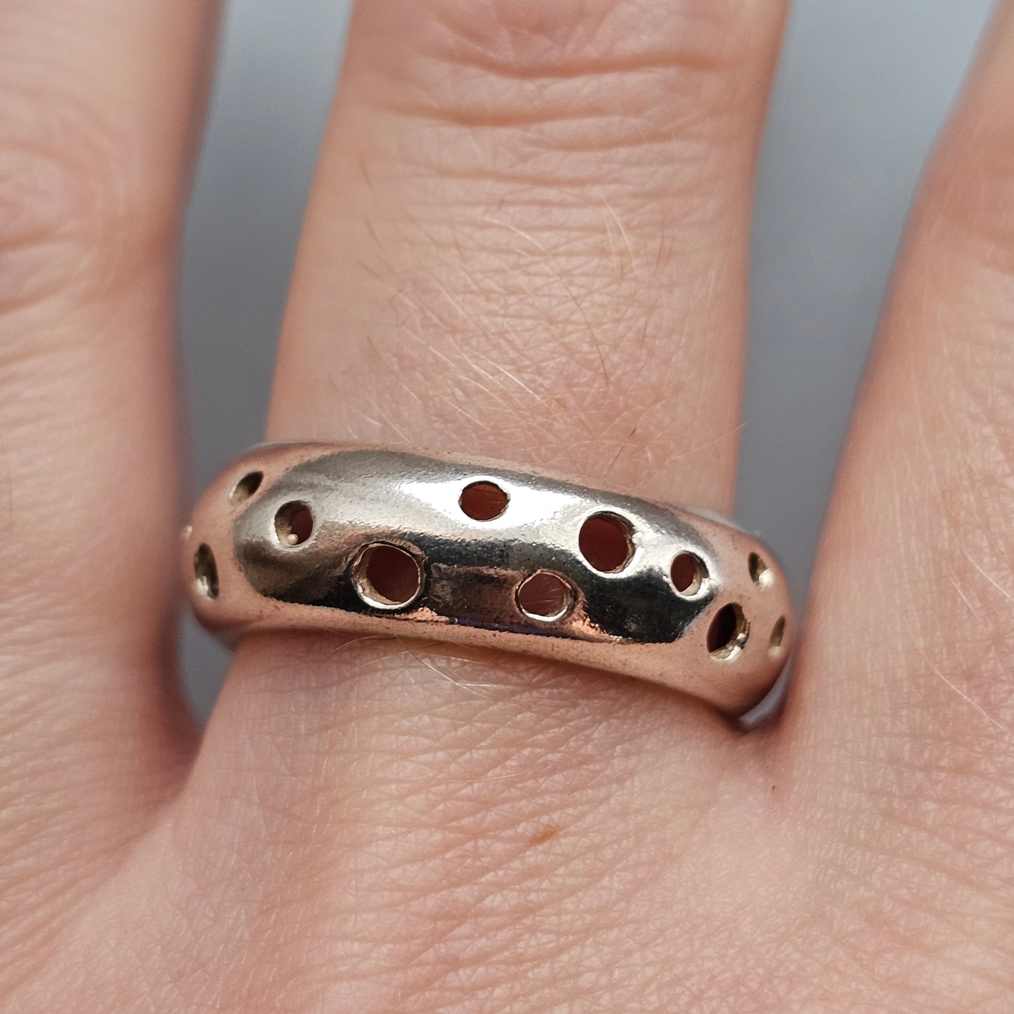 Contemporary Danish Sterling Silver Perforated Modernist Ring
