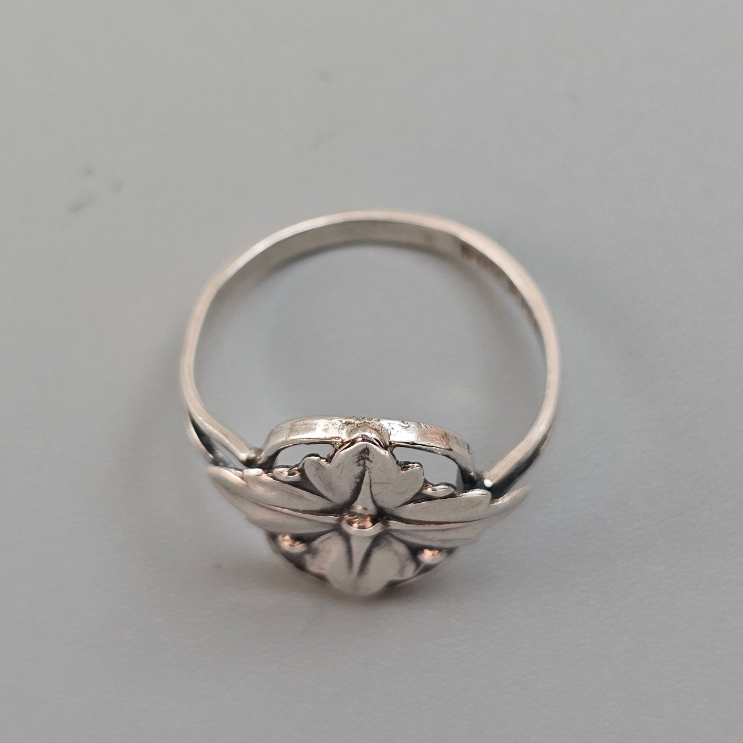Vintage Danish 830 Silver Floral Ring Art Nouveau Art Deco Style