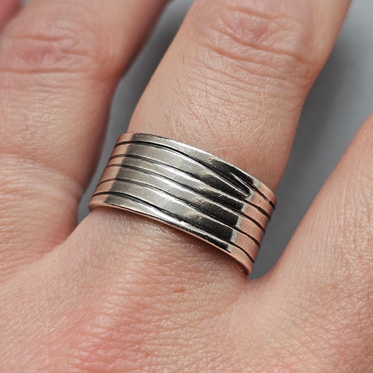 Kalevala Koru Finnish Sterling Silver Wide Ridged Band Ring