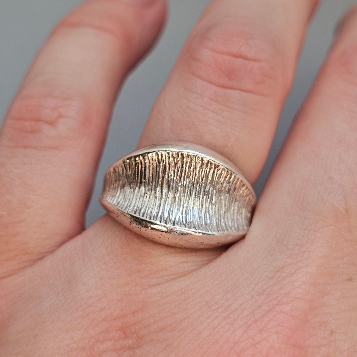 Vintage Anton Michelsen Danish Sterling Silver Modernist Leaf Ring
