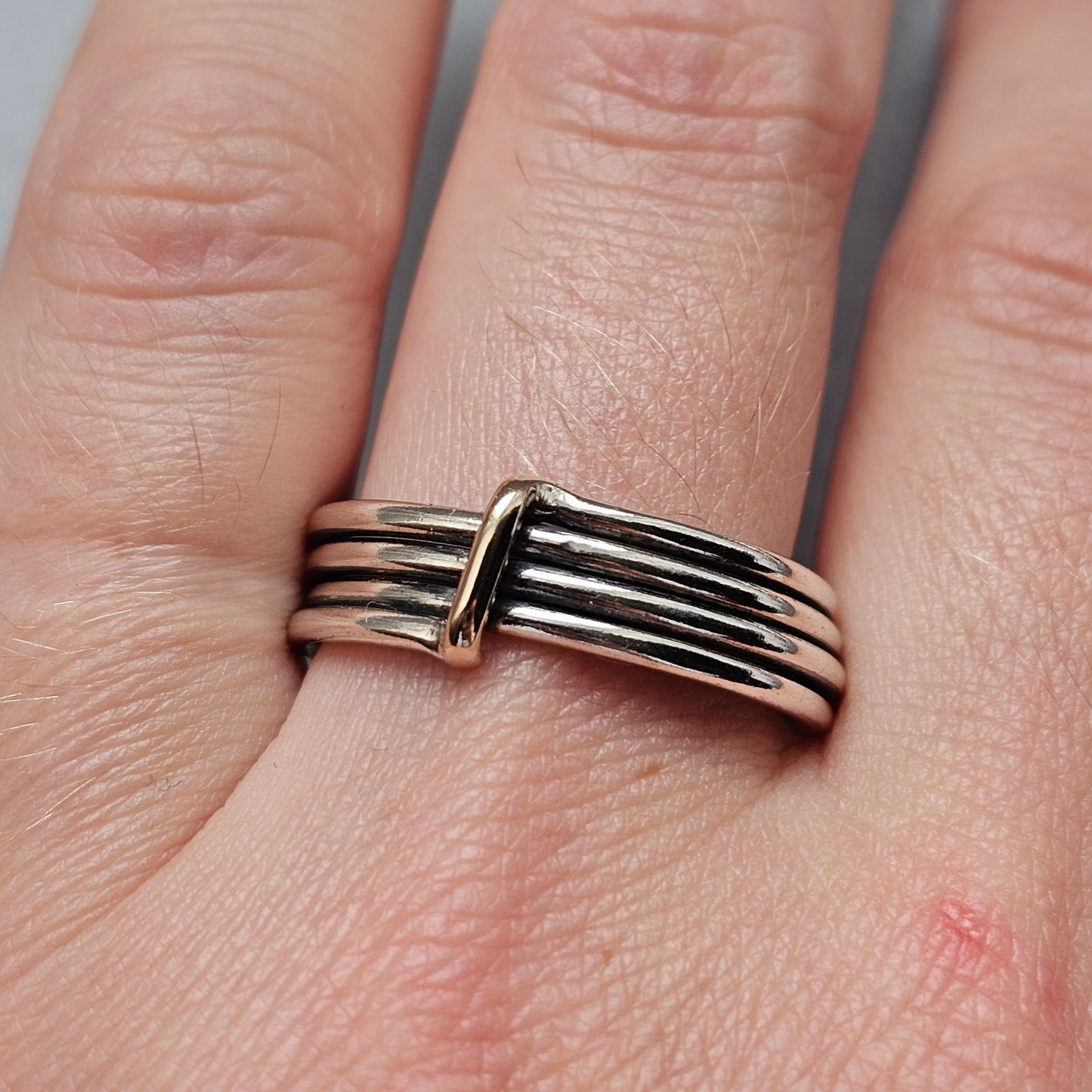 Contemporary Danish Sterling Silver Multi Band Ring Guld og Sølv Design