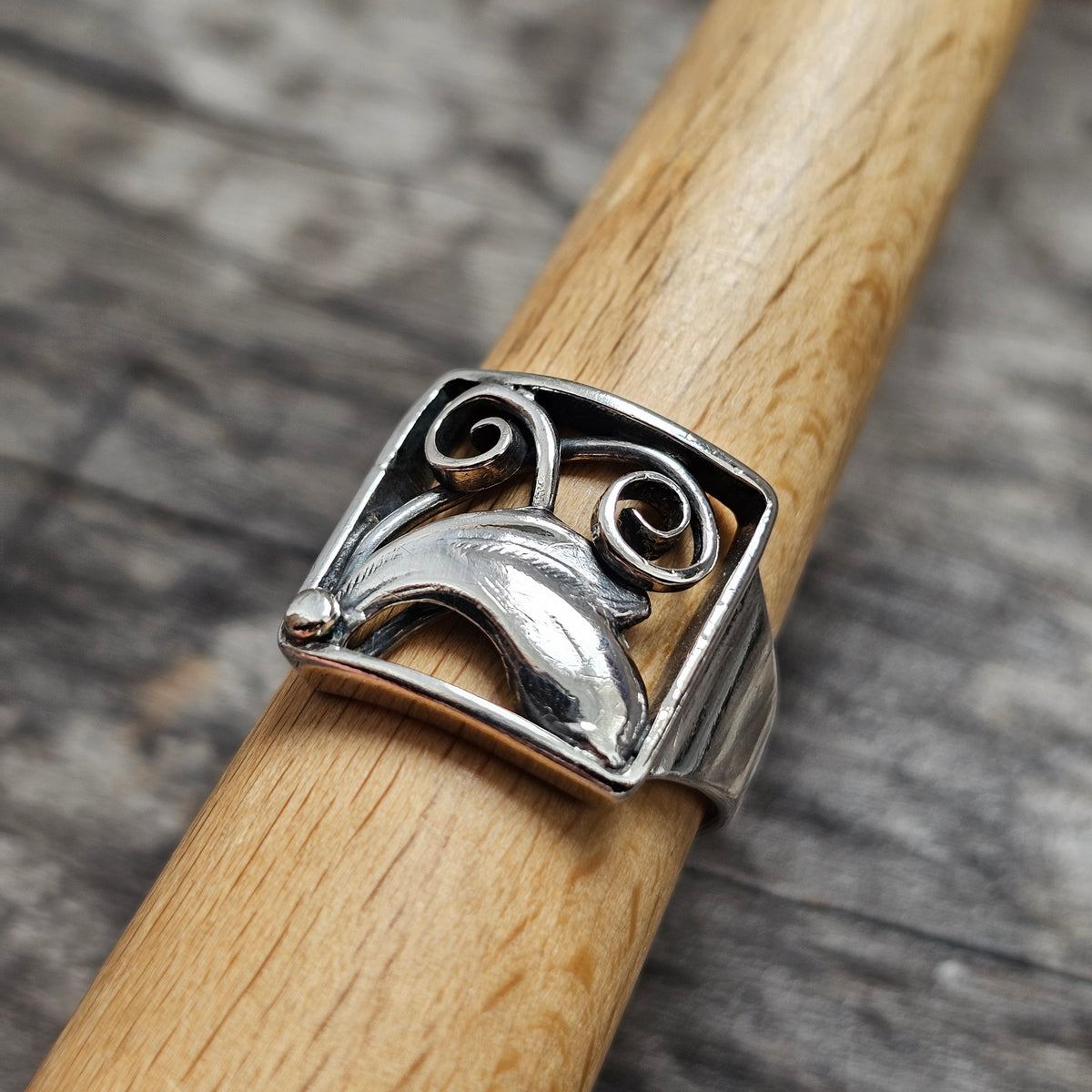 Vintage Danish 830 Silver Square Openwork Ring Art Nouveau Art Deco Style