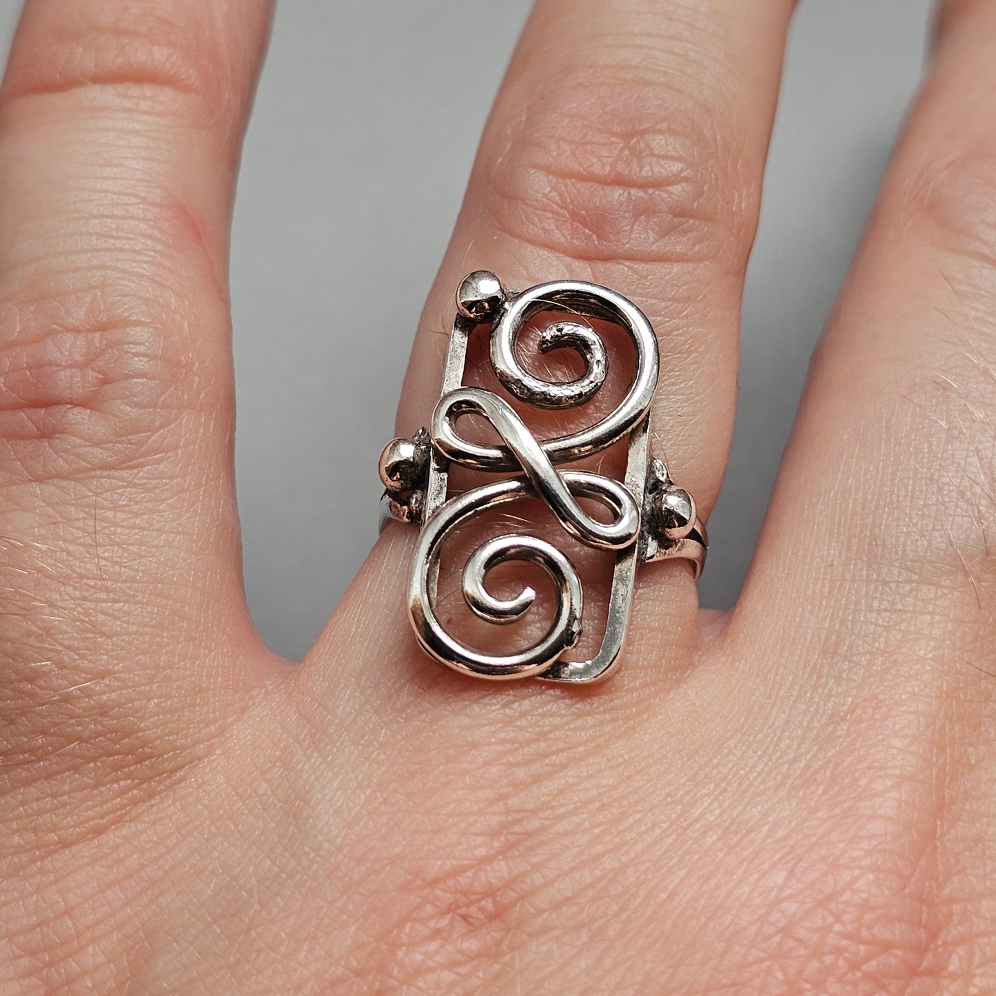 Vintage Danish 830 Silver Openwork Ring Art Nouveau Art Deco Style
