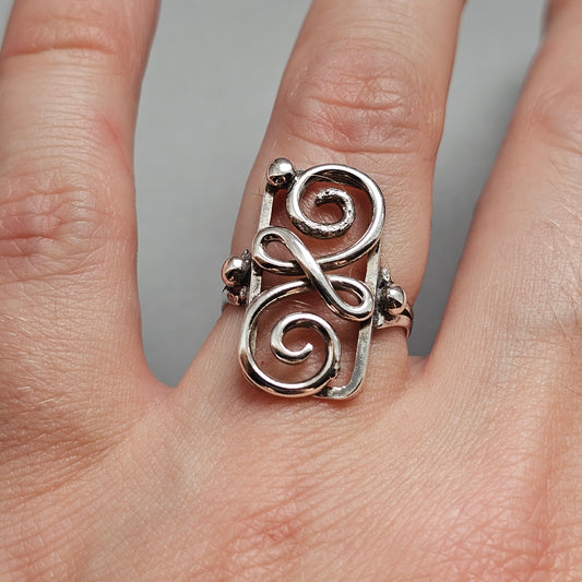 Vintage Danish 830 Silver Openwork Ring Art Nouveau Art Deco Style