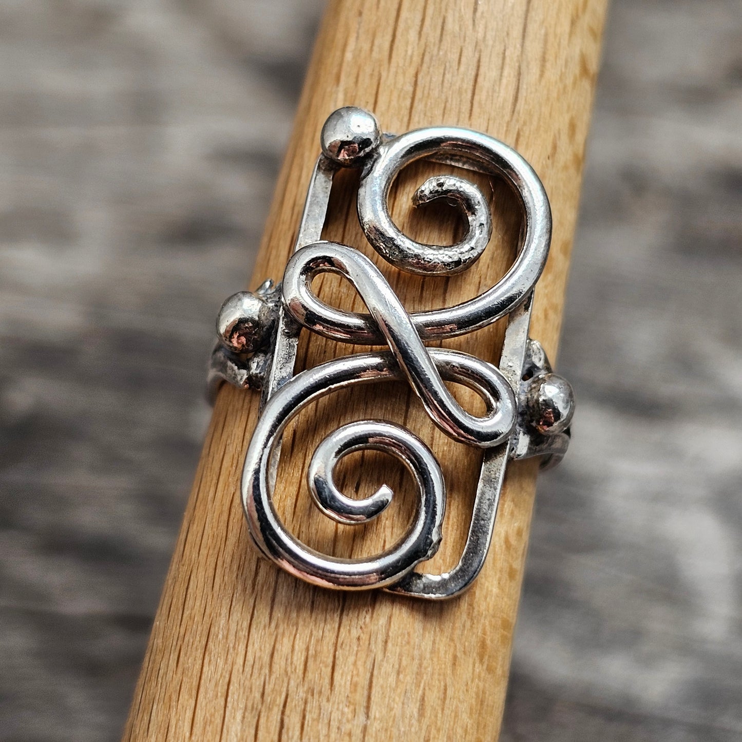 Vintage Danish 830 Silver Openwork Ring Art Nouveau Art Deco Style