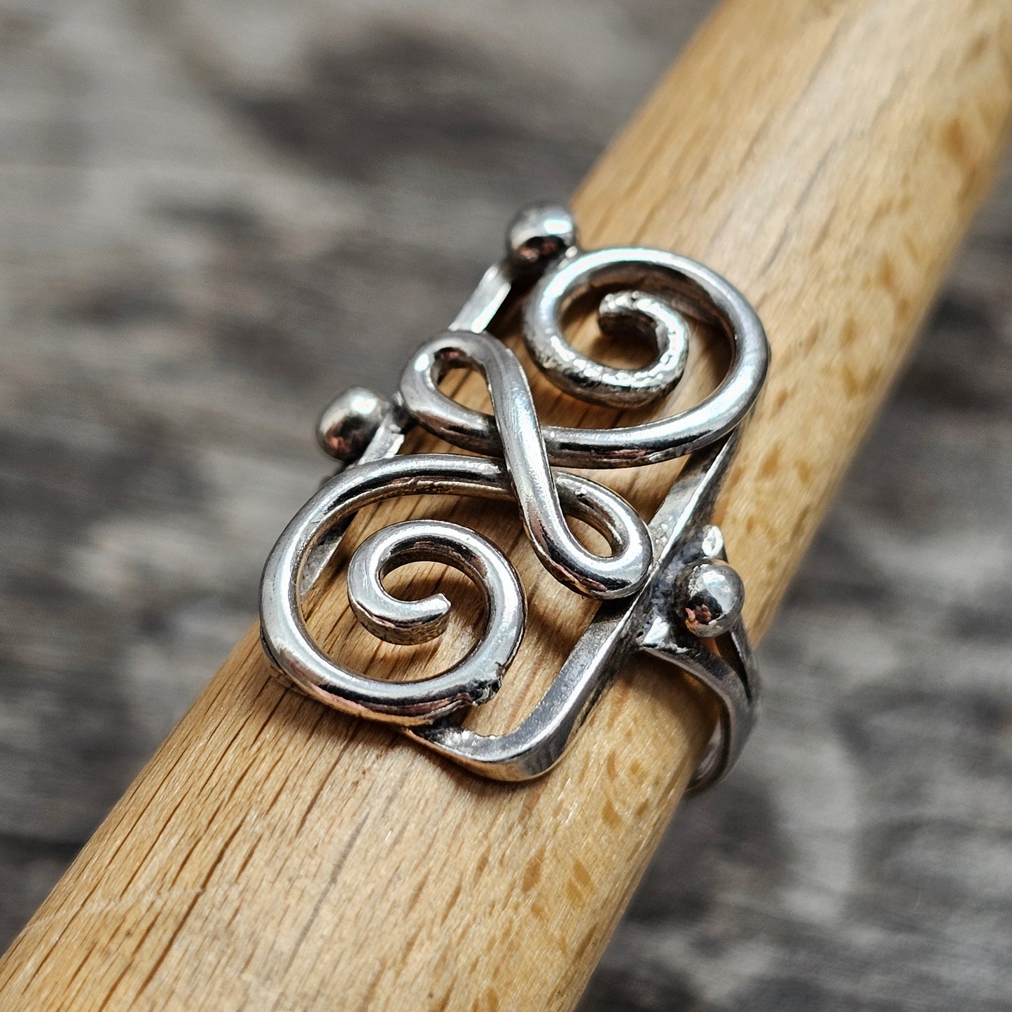 Vintage Danish 830 Silver Openwork Ring Art Nouveau Art Deco Style