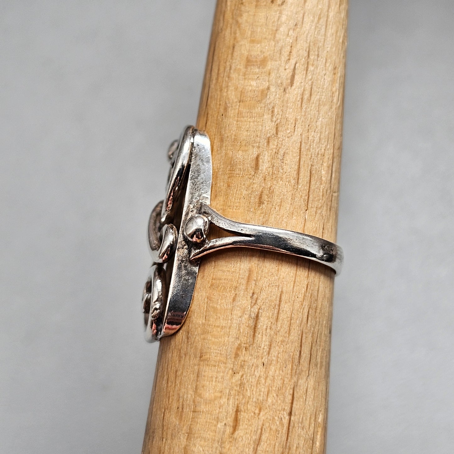 Vintage Danish 830 Silver Openwork Ring Art Nouveau Art Deco Style