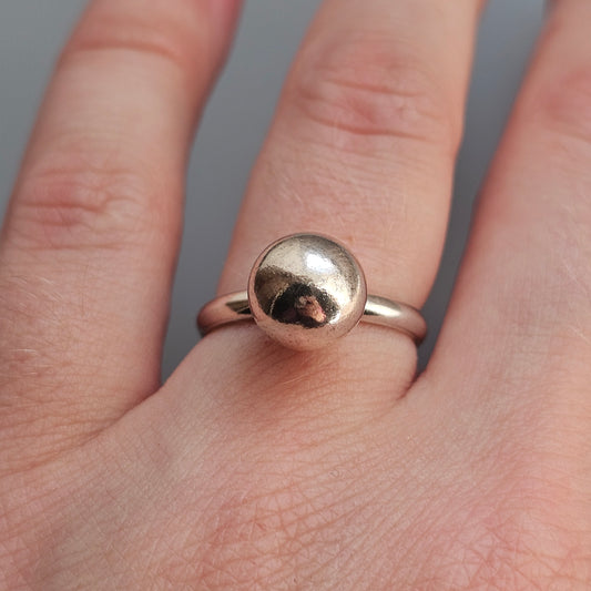 Vintage Finnish Ilmari Puhakka Sterling Silver Modernist Ball Ring