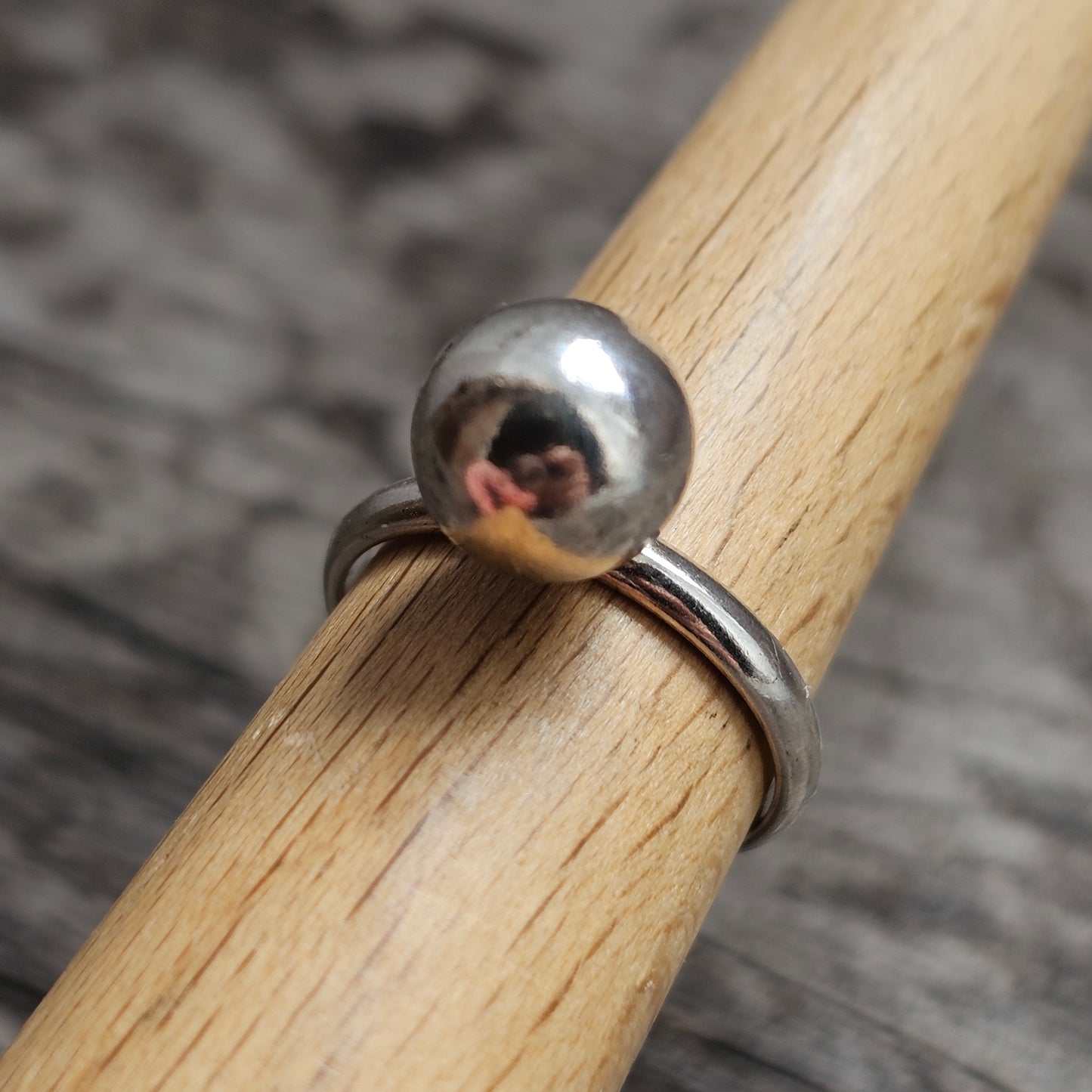 Vintage Finnish Ilmari Puhakka Sterling Silver Modernist Ball Ring