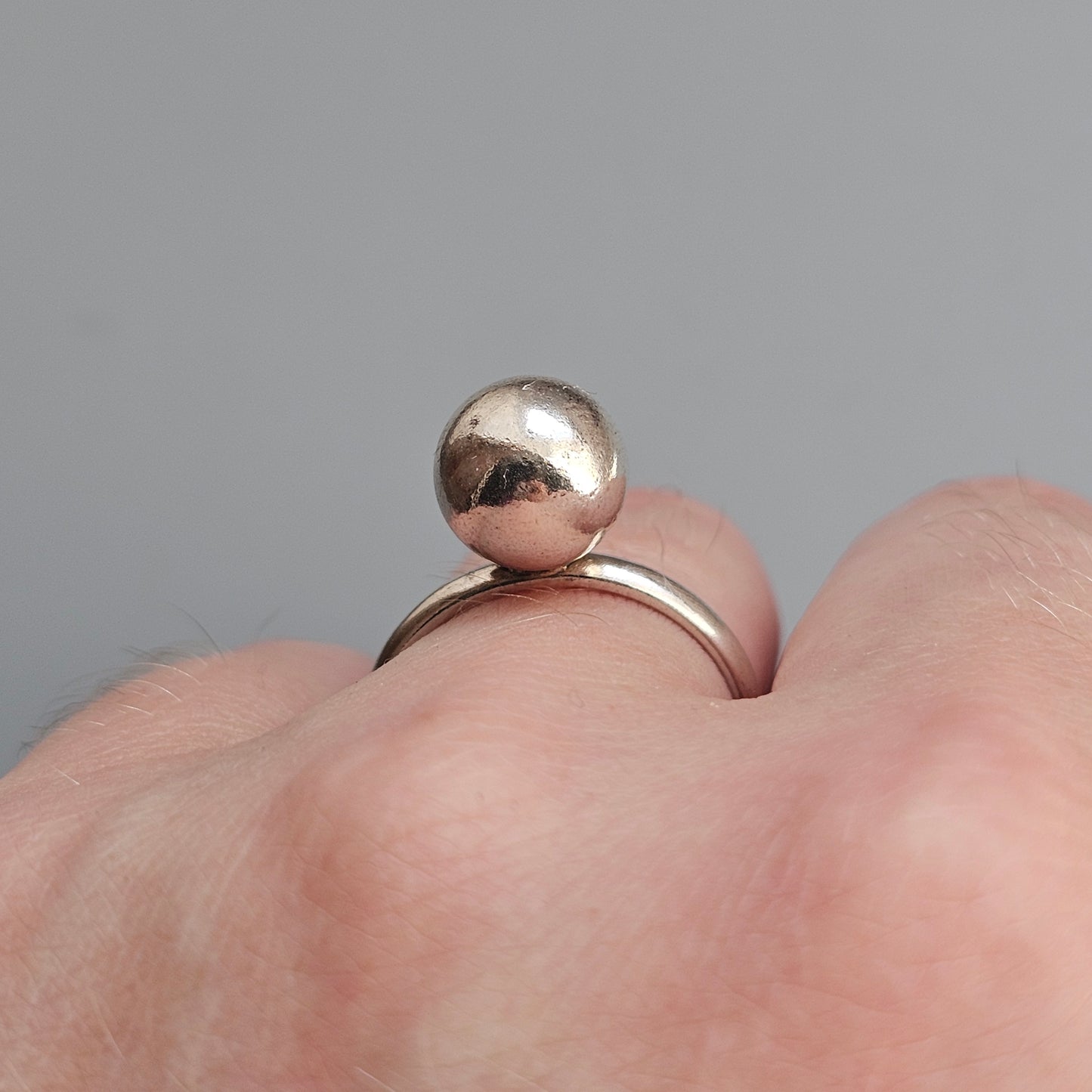 Vintage Finnish Ilmari Puhakka Sterling Silver Modernist Ball Ring