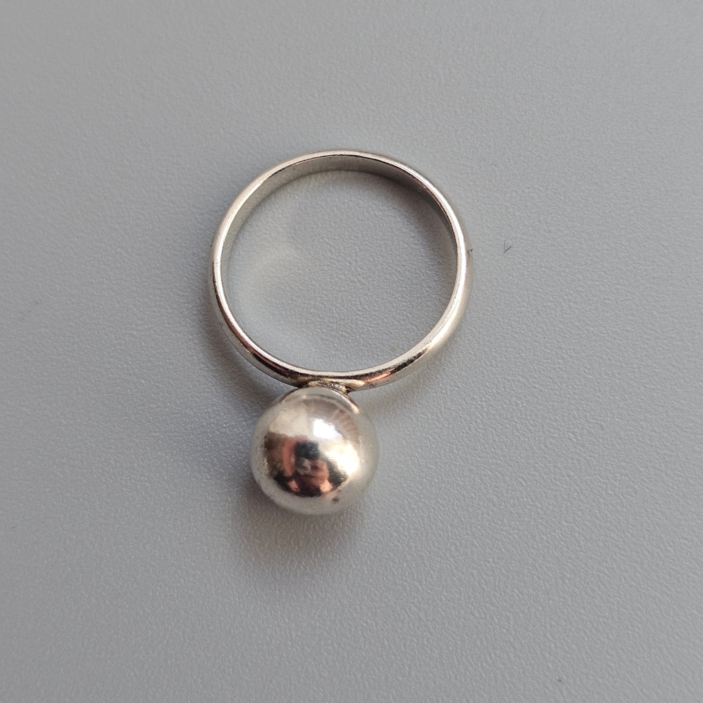 Vintage Finnish Ilmari Puhakka Sterling Silver Modernist Ball Ring