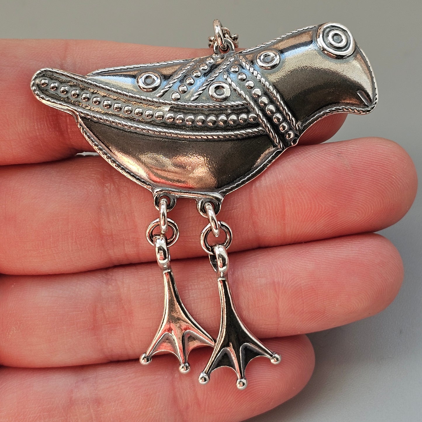 Finnish Kalevala Koru Bird Of Hattula Silver Necklace Pendant 1995