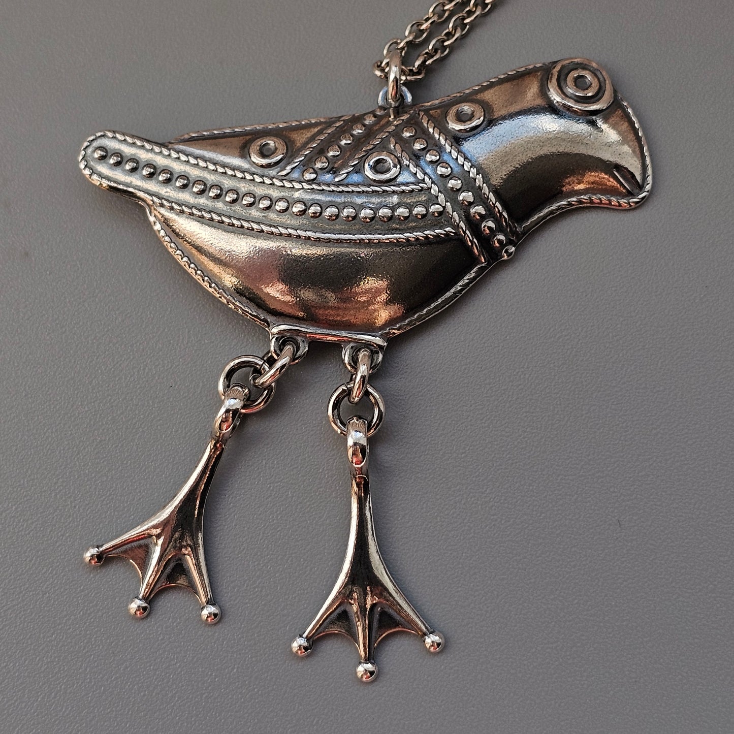 Finnish Kalevala Koru Bird Of Hattula Silver Necklace Pendant 1995