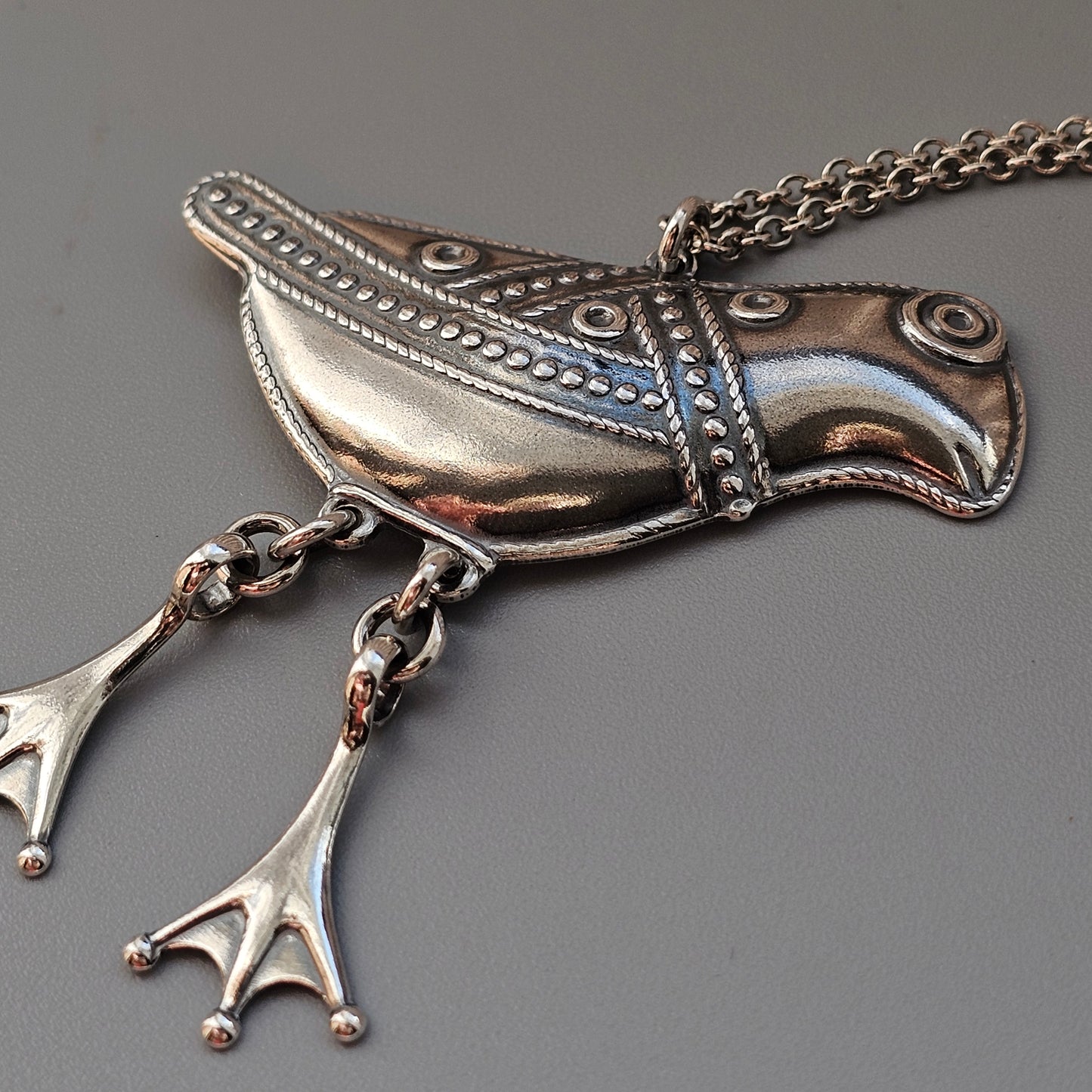 Finnish Kalevala Koru Bird Of Hattula Silver Necklace Pendant 1995
