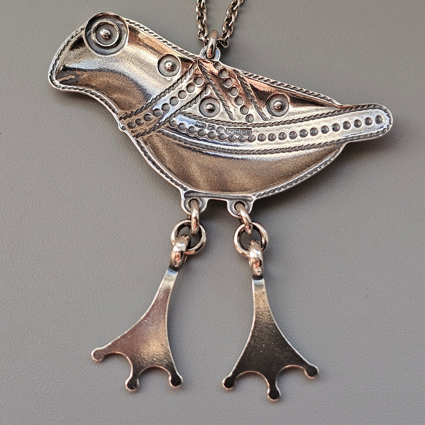 Finnish Kalevala Koru Bird Of Hattula Silver Necklace Pendant 1995