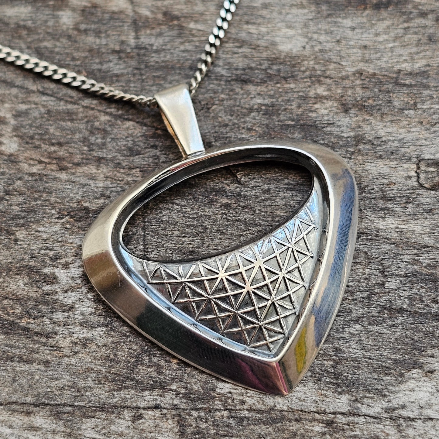 Vintage Silver Finnish Mid Century Modernist Geometric Necklace Pendant