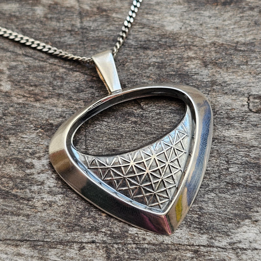 Vintage Silver Finnish Mid Century Modernist Geometric Necklace Pendant