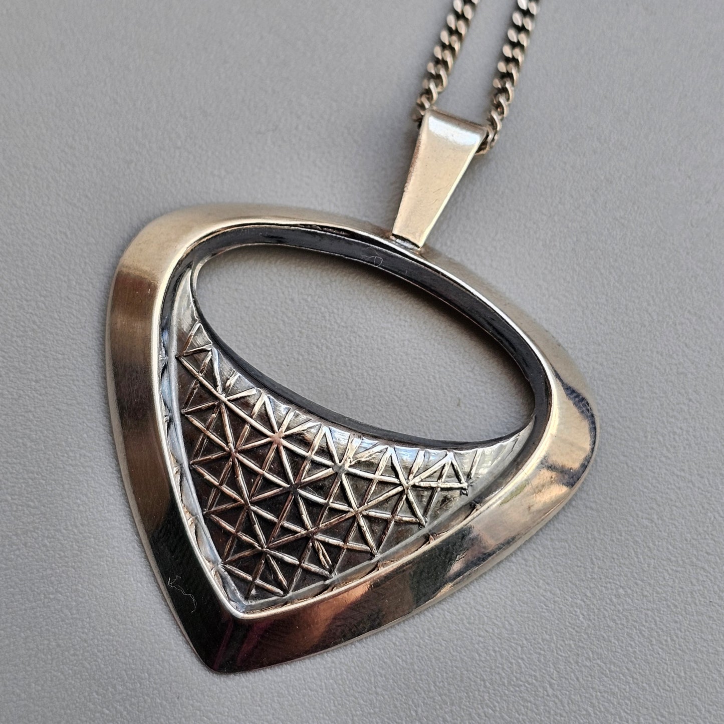 Vintage Silver Finnish Mid Century Modernist Geometric Necklace Pendant