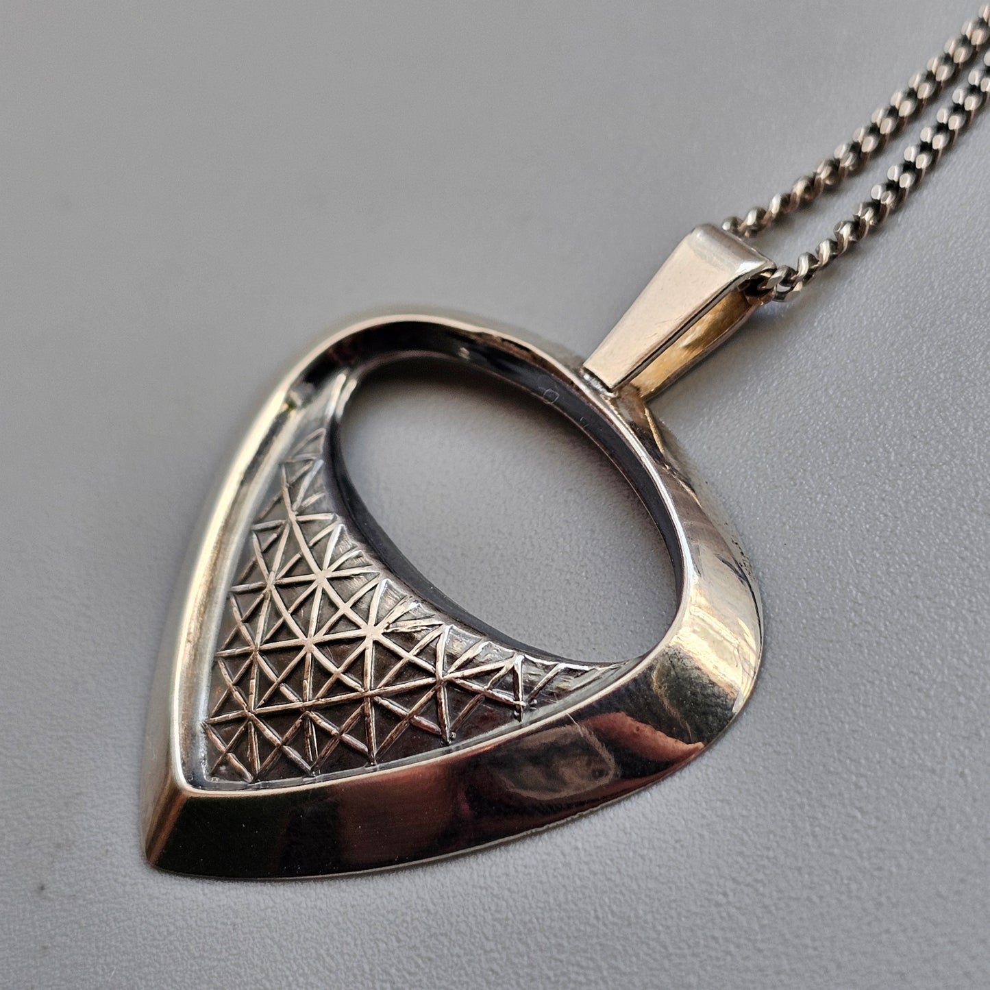 Vintage Silver Finnish Mid Century Modernist Geometric Necklace Pendant