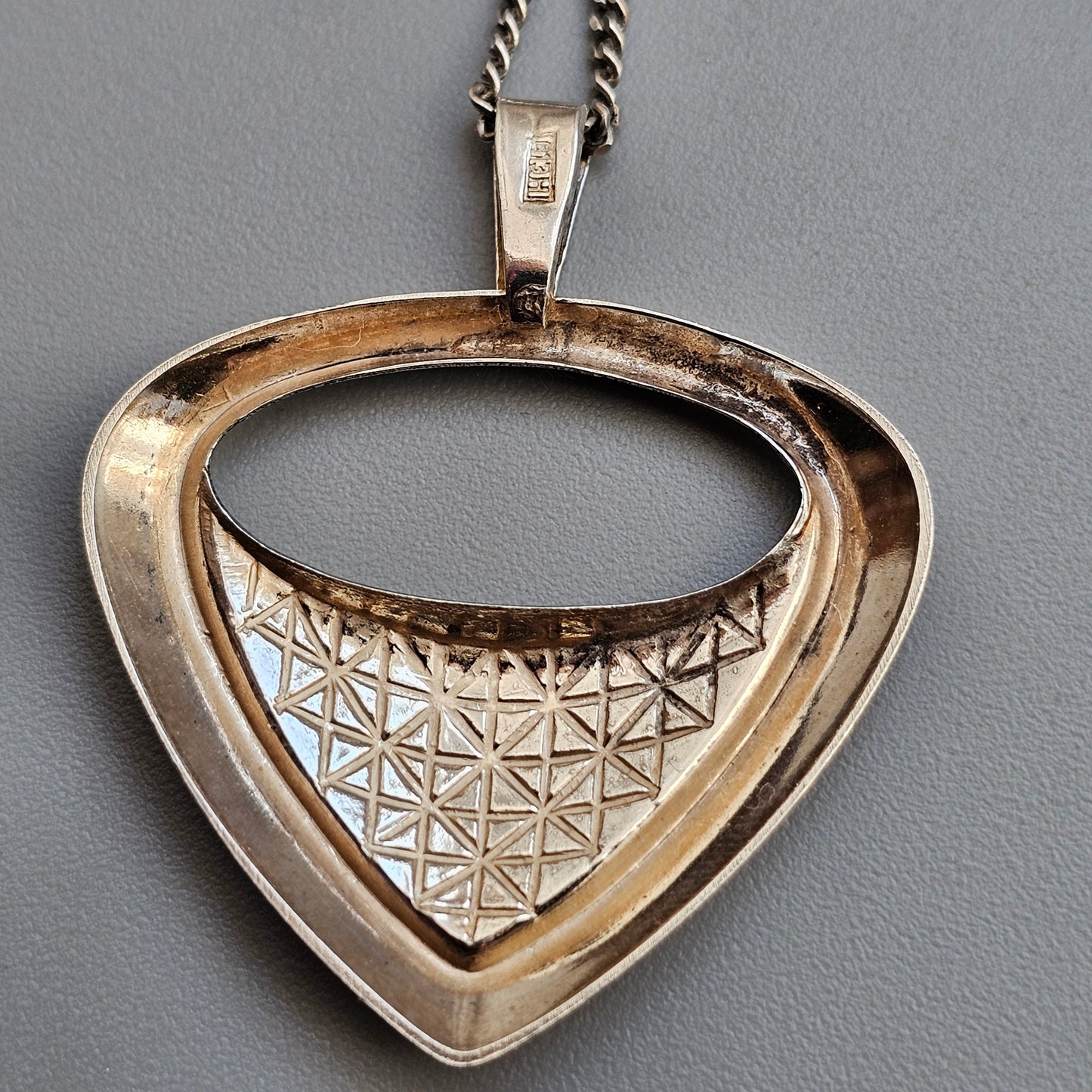 Vintage Silver Finnish Mid Century Modernist Geometric Necklace Pendant